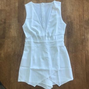 Deep V White Romper
